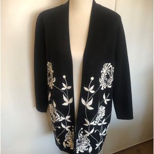 Alfani black and white floral long sweater.